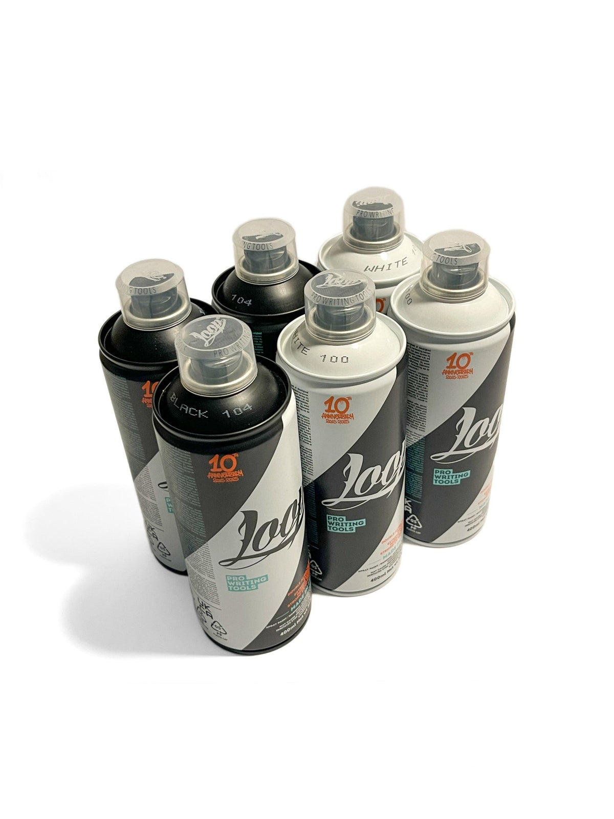 Loopcolors 6er-Pack Schwarz & Weiß Mix (400ml)