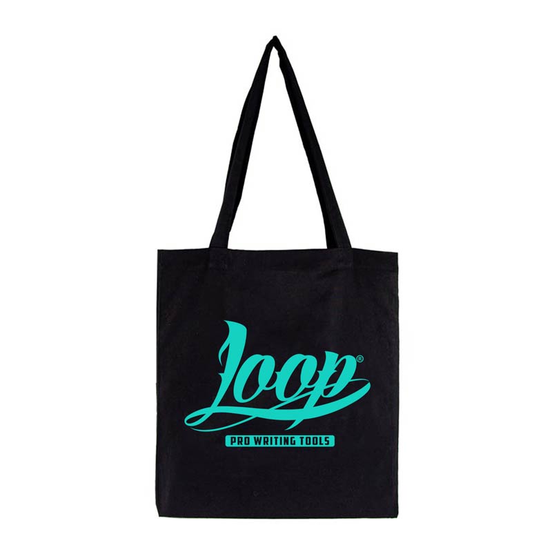 Loopcolors Stoffbeutel Loop Logo Schwarz Türkis